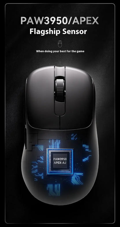 Ratón gaming inalámbrico Ajazz AJ179 APEX con base con pantalla a color, Bluetooth, PAW3395, batería de 400mAh, frecuencia de actualización de 8000Hz