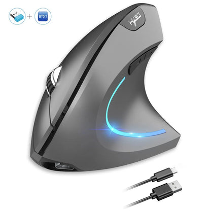 New Dual Mode Wireless Vertical Mouse Bluetooth 5.1 Silent Ergonomic 6 Buttons Type-C 2400DPI Anti-Mouse Hand for Office Laptop