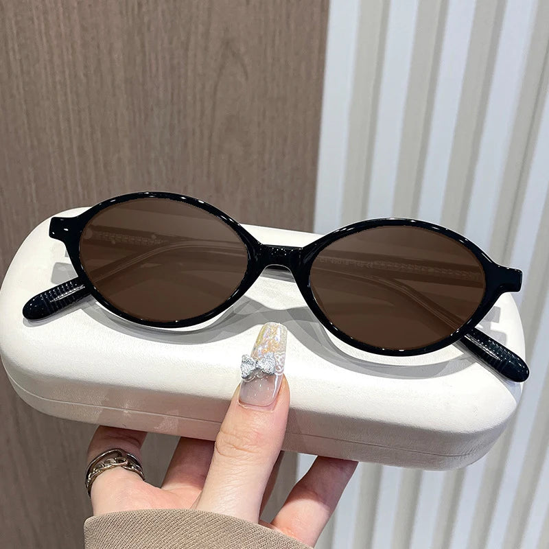 VICKY Simple Geometric Oval Small Frame Retro Design Women's Polarized Sunglasses UV Protection Customizable Prescription K9142