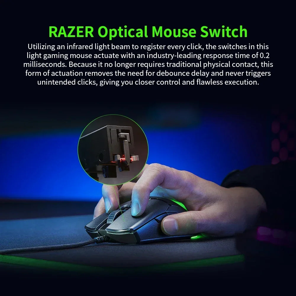 Razer NEW YEAR GIFT Presente Thunder Snake Viper Mini Rato Gaming com Cabo para Computador e Portátil Esports com Luz RGB, Rato para Mãos Pequenas