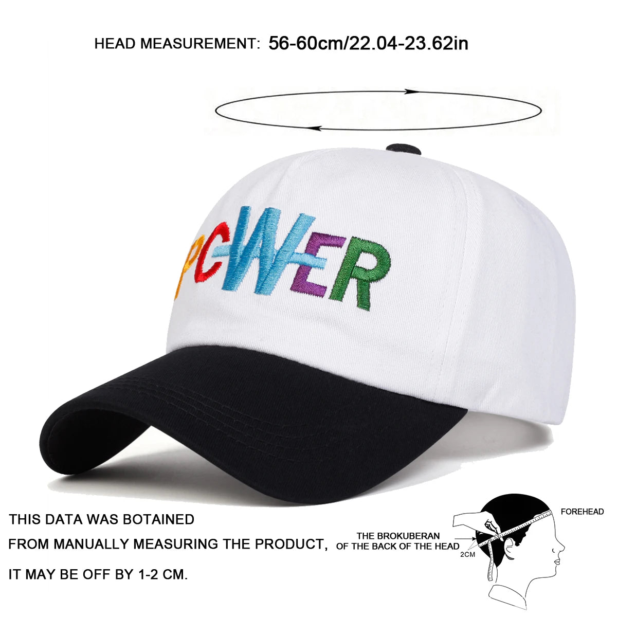 Unisex PCWER Letter Embroidery Baseball Caps Outdoor Adjustable Spring and Autumn Casual Sunscreen Hat