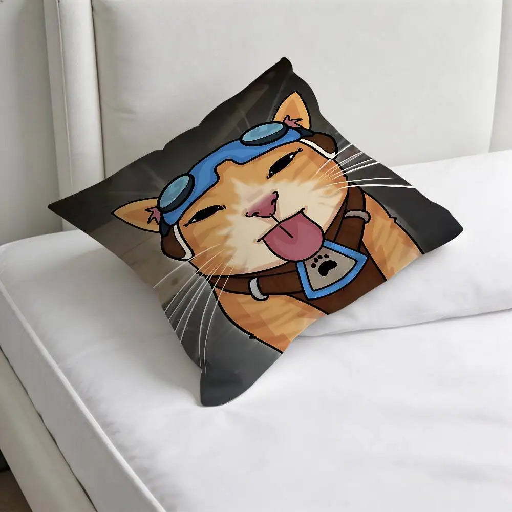 Capa de Almofada Quadrada Jetpack Cat O-Overwatch Gaming, Macia e Decorativa, para Sofá e Cama em Casa