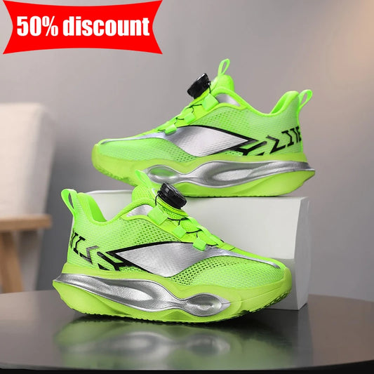 Zapatillas infantiles de moda con suela gruesa y suave, amortiguación elástica, calzado casual cómodo tipo tenis, nuevas zapatillas ligeras de malla para jogging