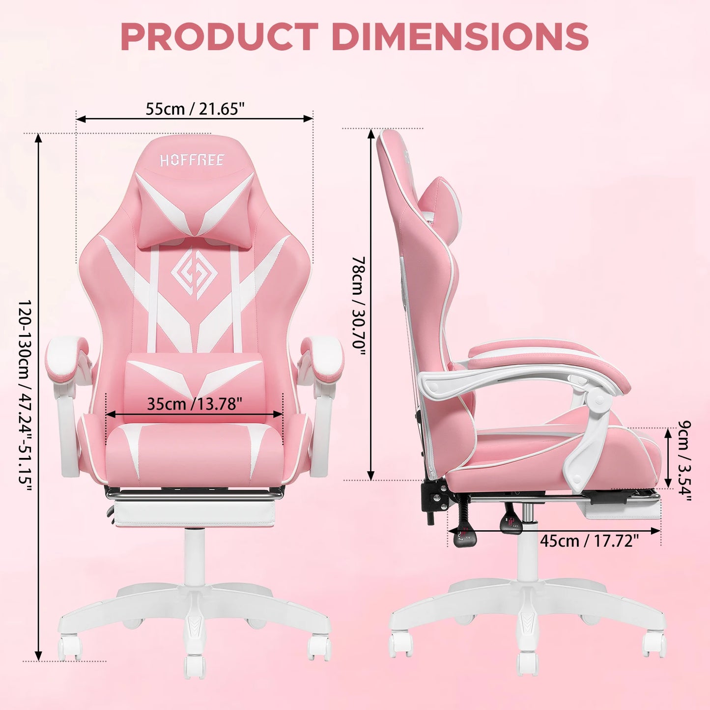 400Lbs Load Ergonomic Gaming Chair with Massage, Footrest, Lumbar Support, Reclining Computer Chair with Adjustable Armrests