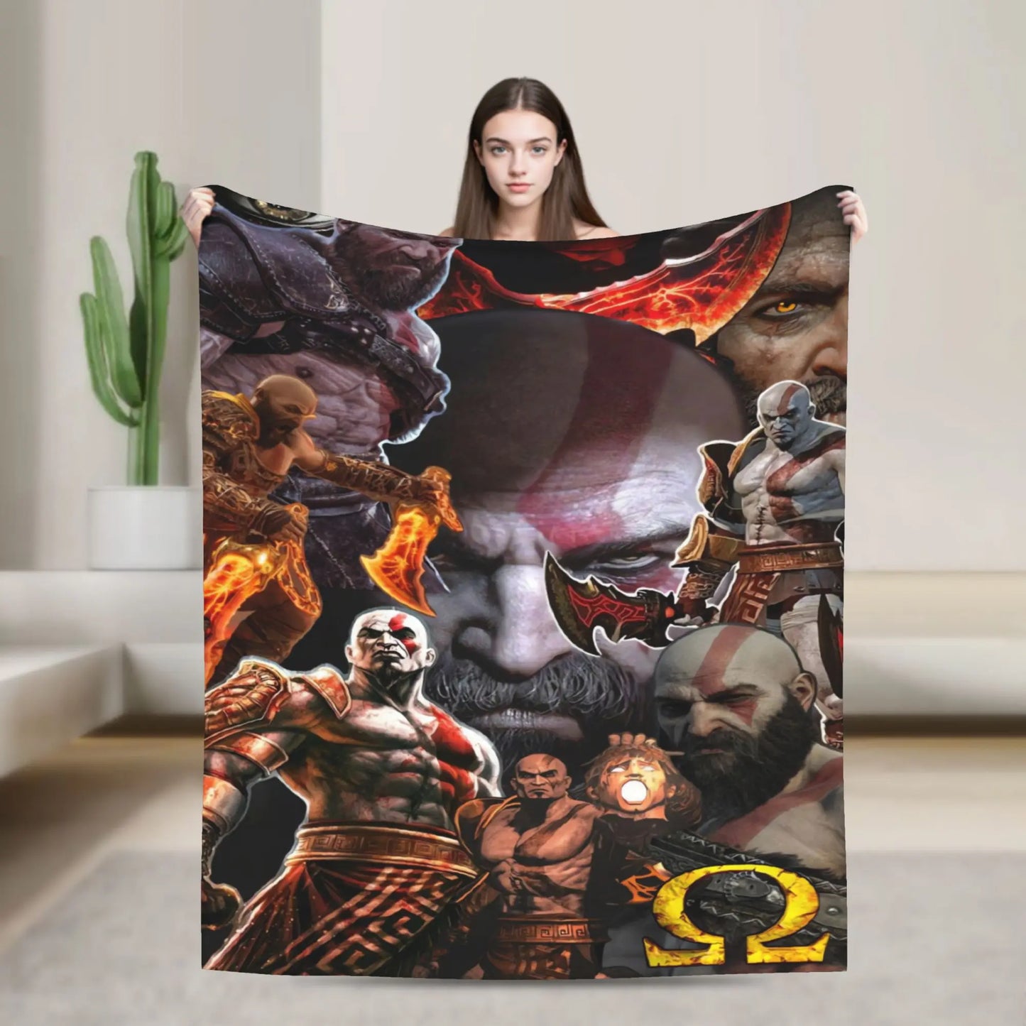 God of War Game Gamers Kratos Blanket Quality Super Soft  Throw Blanket Spring Decorative Couch Chair Sofa Bed Pattern Bedspread