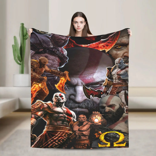 God of War Game Gamers Kratos Blanket Quality Super Soft  Throw Blanket Spring Decorative Couch Chair Sofa Bed Pattern Bedspread