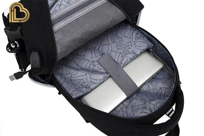 Mochila Yule Trooper F-Fortnited Battle Royale com carregamento USB, figuras anime e compartimento para material escolar para estudantes