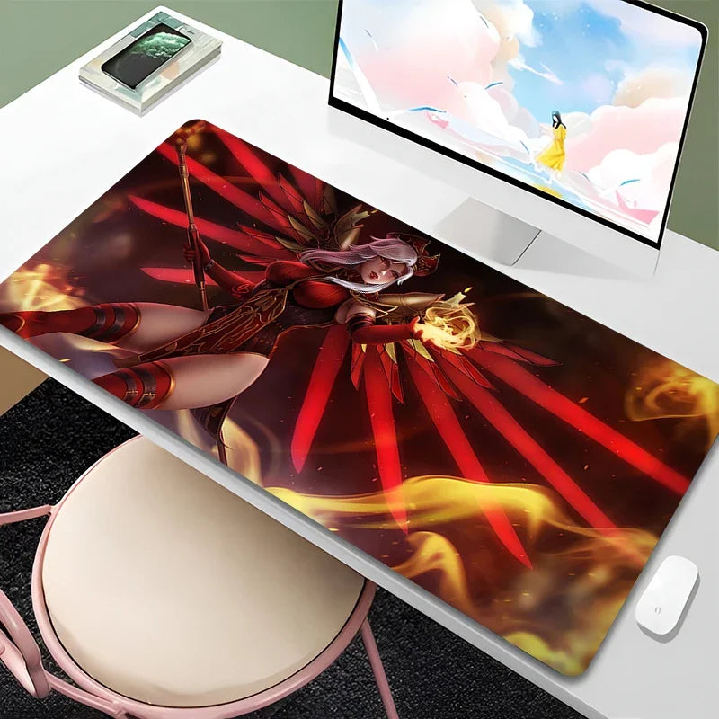 Overwatch Mercy Mauspad PC Gamer Cabinet Kawaii Mousepad XXL Sexy Anime Girl Tastaturunterlage Laptop-Gaming-Zubehör Schreibtischmatte