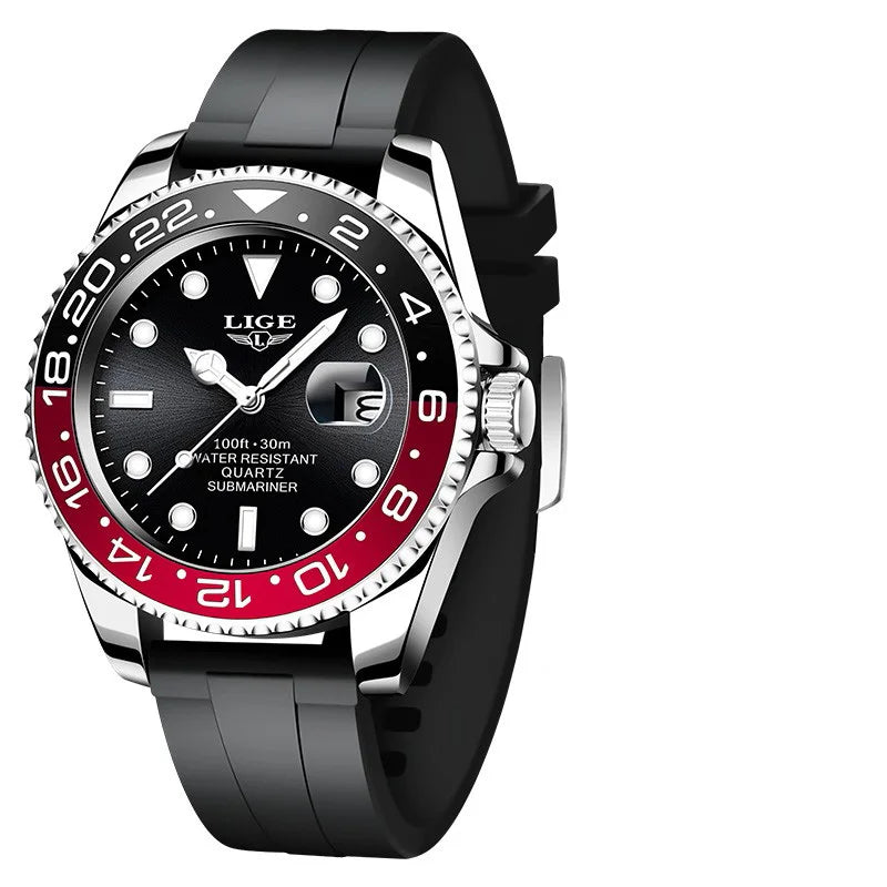 LIGE Men’s Luxury Quartz Watch  Stainless Steel, Luminous Dial, Waterproof & Business Design