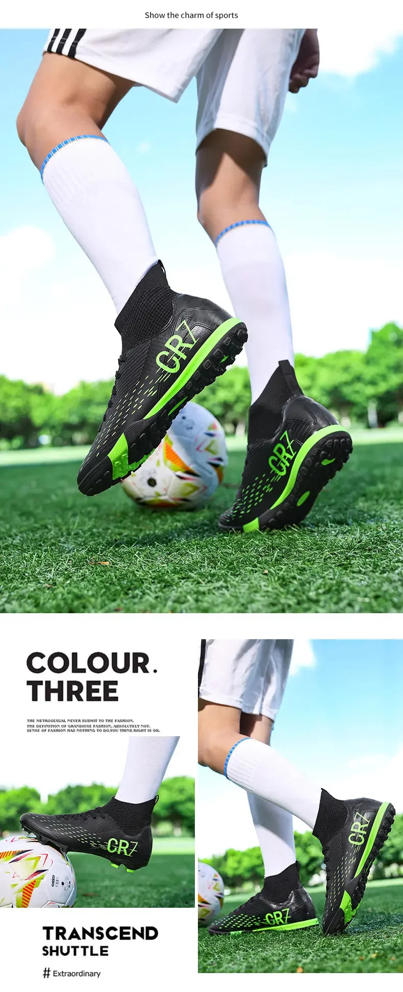 TF Long Stud Training Football Cleats Wear-Resistant Breathable Firm Ground Outdoor Match Training Sports Footwear