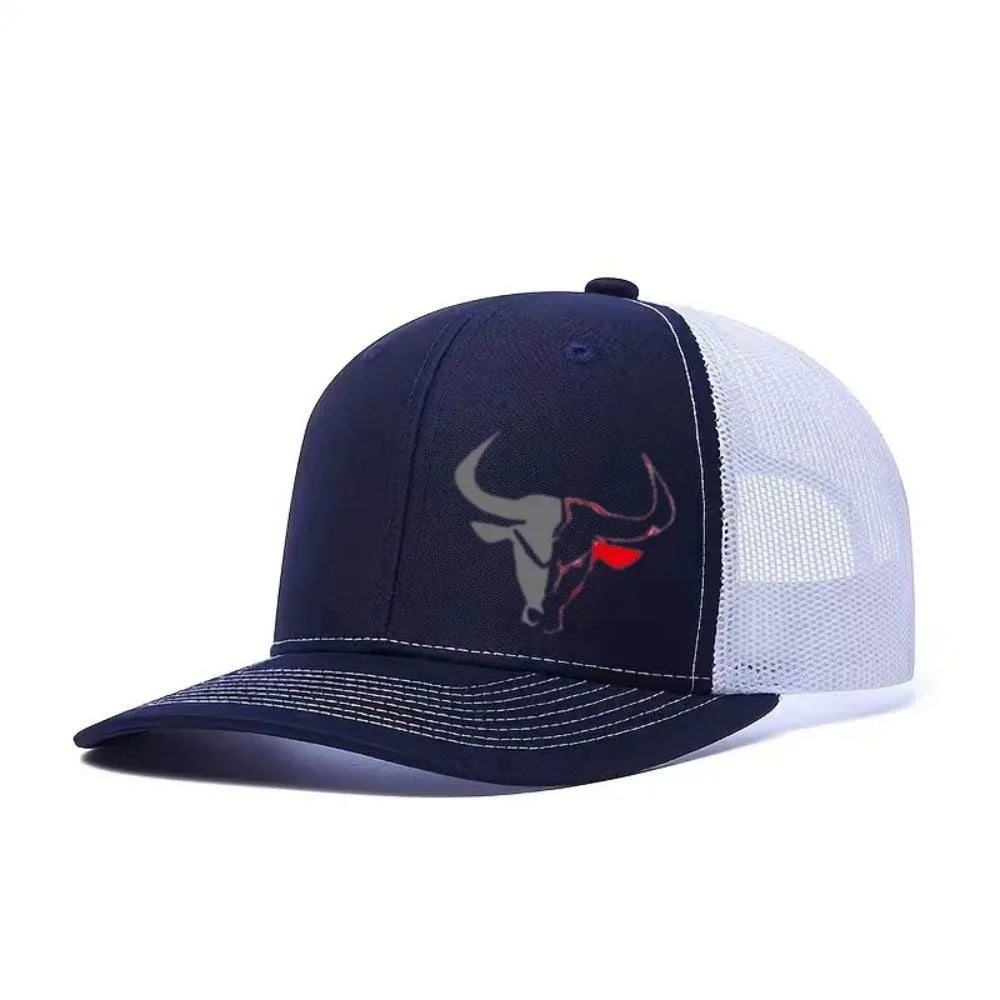 Casual Bull Head Print Summer Baseball Cap Breathable Hip Hop Sports Visor Mesh Adjustable Sun Hats Men Women