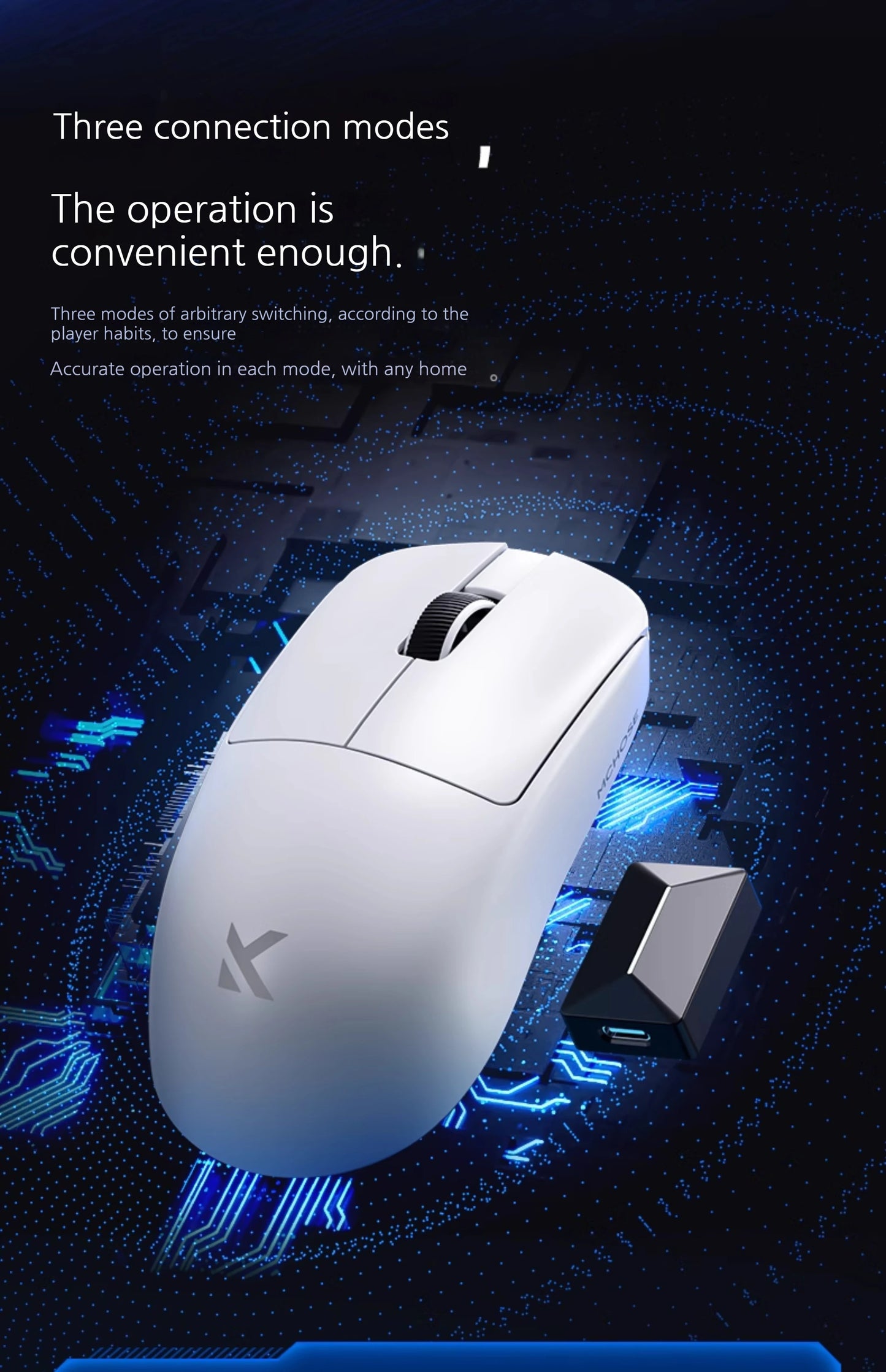 MCHOSE L7 Ultra+ mittelgroße/große Hand-Gaming-Maus E-Sports Paw3950 kabellos, drei Modi, leicht, Office-Dual-Drive-Computermaus