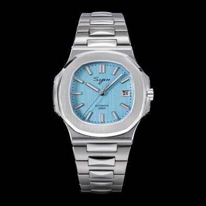 Sugess Herrenuhr, automatische mechanische Armbanduhr, Miyota 9015 Uhrwerk, MOP-Zifferblatt, Leuchtfunktion, wasserdicht bis 5bar, Luxus-Armband S466
