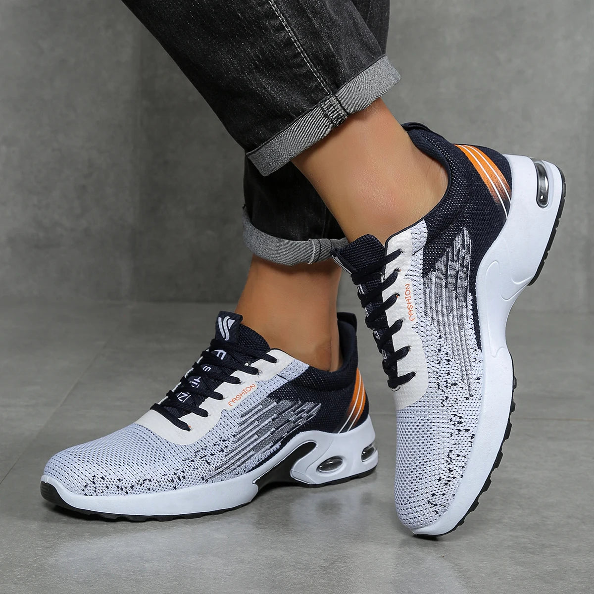 Herrenschuhe, lässige Herrenschuhe, atmungsaktives Mesh, Luftpolsterung, weiche Sohle, modische Sportschuhe im Color-Block-Design
