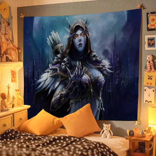 Spalvinga „World of Warcraft“ žaidimo vėliava ant sienos, bohemiškas sieninis baneris, mandala, interjero meno dekoracija