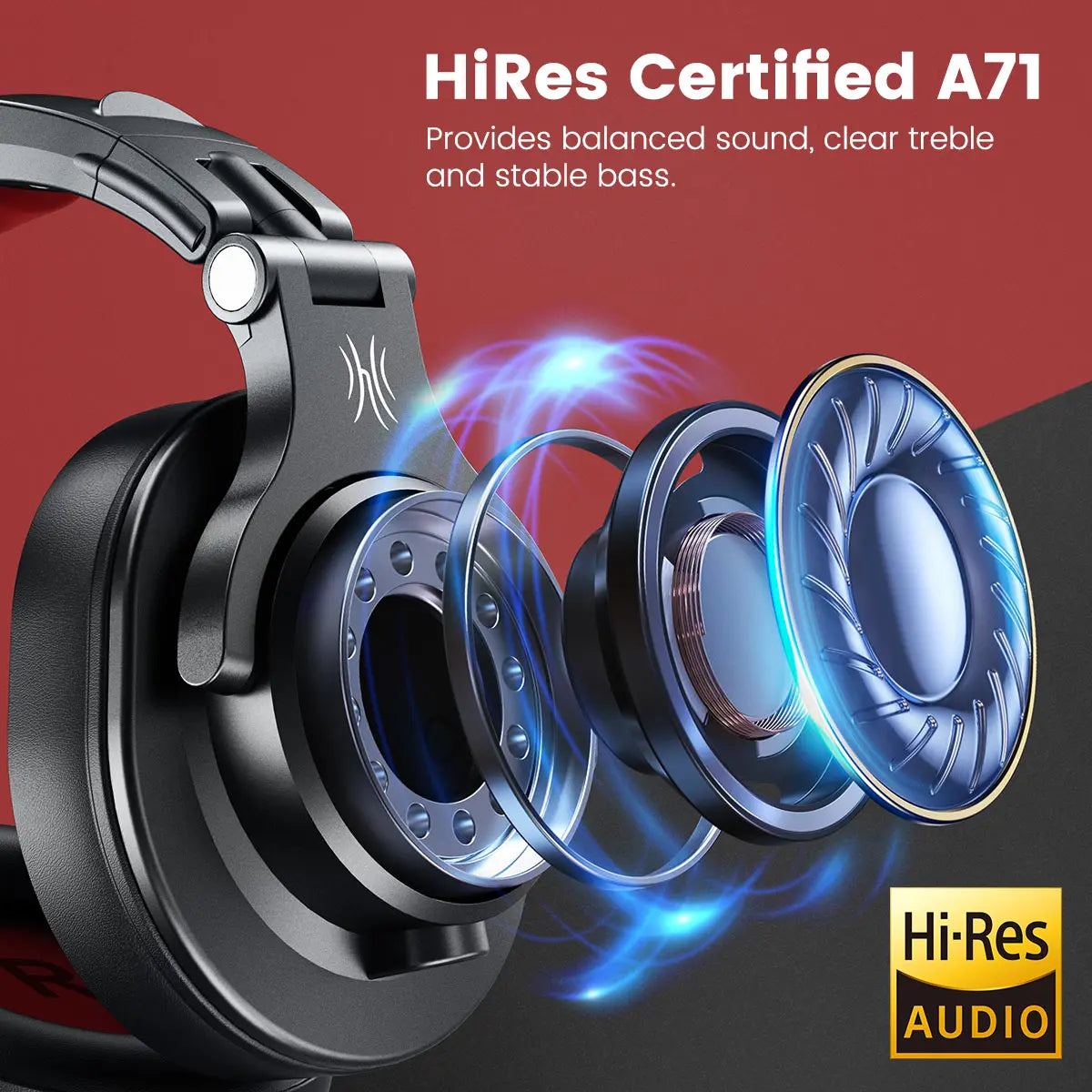 OneOdio A71 kabelgebundene Over-Ear-HiFi-Studio-DJ-Kopfhörer mit Mikrofon – professionelles Monitoring-Gaming-Headset mit tiefem Bass
