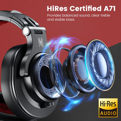 OneOdio A71 kabelgebundene Over-Ear-HiFi-Studio-DJ-Kopfhörer mit Mikrofon – professionelles Monitoring-Gaming-Headset mit tiefem Bass