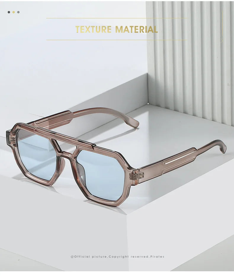 Fashion Pilot Oversized Sunglasses For Women New Double Bridges Sun Glasses Female Retro Square Leopard Purple Eyewear Trendy
