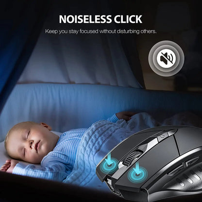 INPHIC A1 Bluetooth Mouse, Rechargeable 2.4G Tri-Mode Optical Mute Wireless Mouse, 1600 DPI for Mac, Laptop, PC, Tablet, Mobile Phone