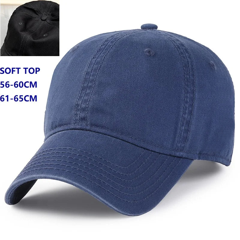 Big Head Plus Size Baseball Cap 100% Cotton Fits Men Women Adjustable Dad Hat Oversize 58-60cm 61-65cm