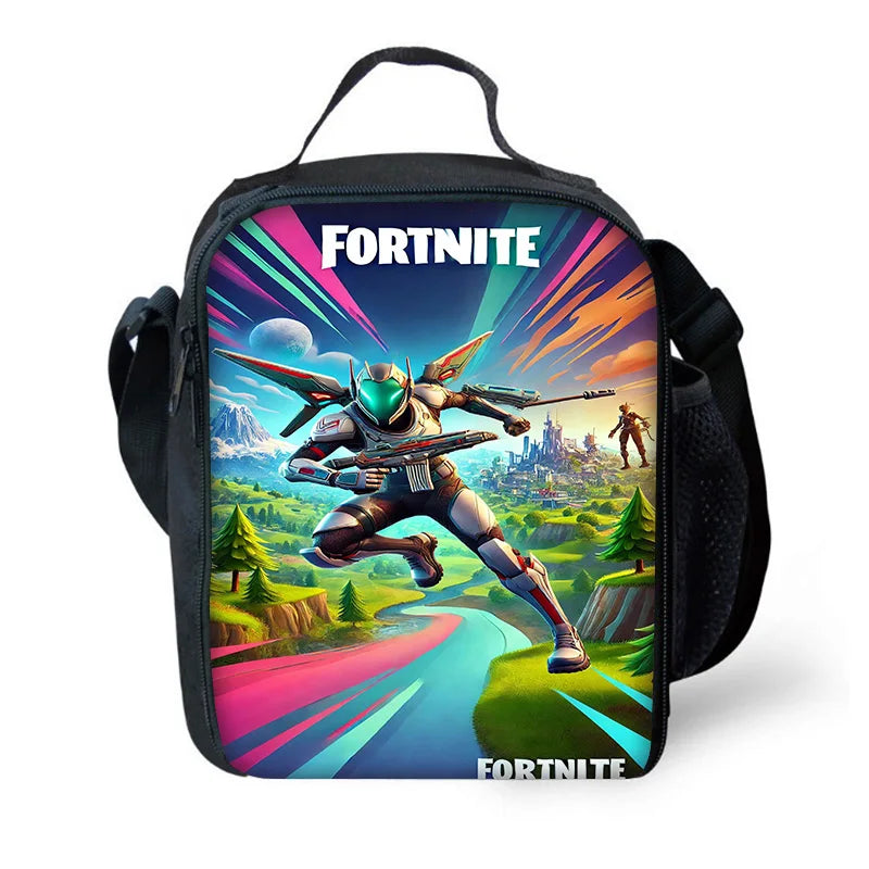 Saco térmico infantil F-FortniteS de grande capacidade para menino e menina, lancheira térmica reutilizável para estudante, piquenique e atividades ao ar livre