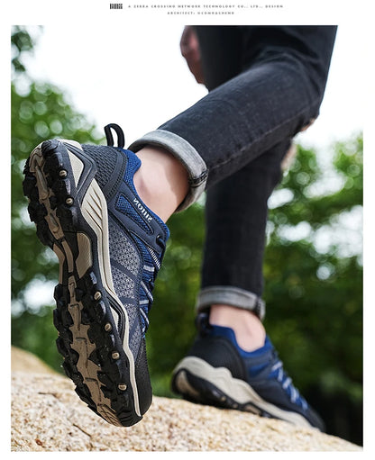 Marken-Wanderschuhe für Herren, atmungsaktive Mesh-Reiseschuhe, wasserdichte Outdoor-Schuhe für Jagd und Angeln, Berg-, Offroad-, Reit- und Sportschuhe