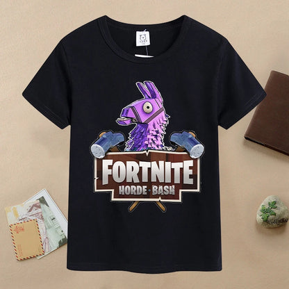 Sommer-Fortnite-Kinder-T-Shirt mit Cartoon-Spielfigur-Print, lässiges Sport-T-Shirt für Jungen, kurzärmelig, Kinderbekleidung