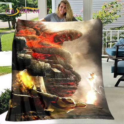 Game God of War Gamers Soft Plush Blanket,Flannel Blanket Throw Blanket for Living Room Bedroom Bed Sofa Picnic Cover Bettdecke
