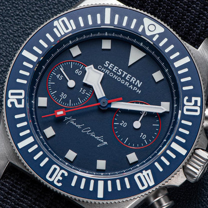 SEESTERN cronógrafo para hombre, reloj mecánico con movimiento Tianjin ST1901, cristal de zafiro, correa de nailon con velcro, esqueleto luminoso