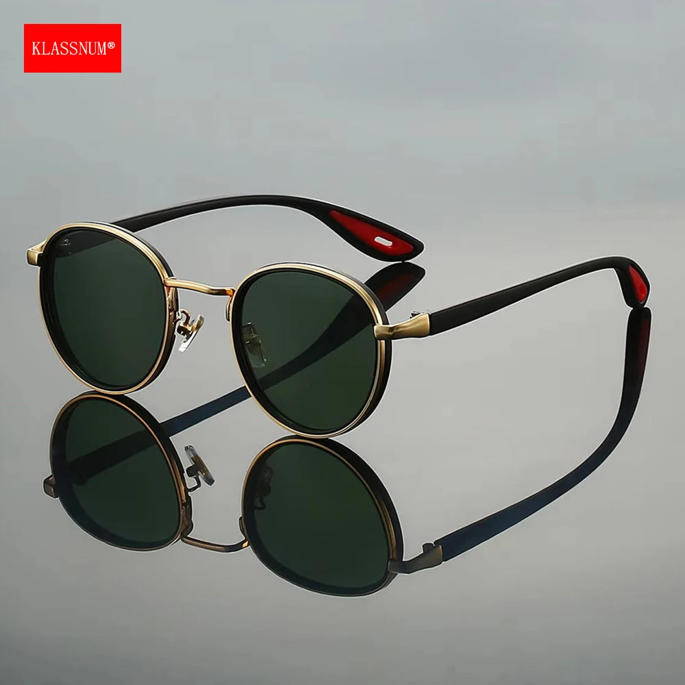 KLASSNUM Round Vintage Sunglasses Men Women 2026 New Punk Fashion Shades Trendy Luxury Brand Casual Anti UV Lens Sun Glasses