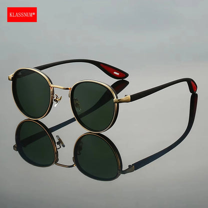KLASSNUM Round Vintage Sunglasses Men Women 2026 New Punk Fashion Shades Trendy Luxury Brand Casual Anti UV Lens Sun Glasses