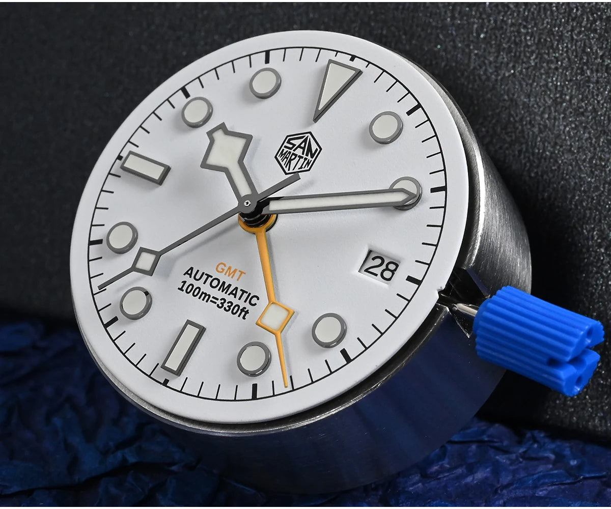 San Martin Neue 39mm NH34 BB GMT Automatikuhr, mechanische Sportuhr, Saphirglas, Leuchtanzeige, wasserdicht bis 100m, für Herren, Relogio SN0054