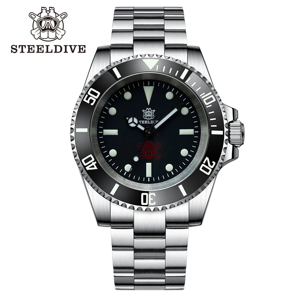STEELDIVE SD1954 Black Dial 41MM Stainless Steel NH35 Automatic Movement What Ghost Men's 300M Dive Watch Sapphire Glass