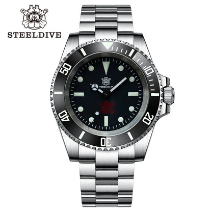 STEELDIVE SD1954 Black Dial 41MM Stainless Steel NH35 Automatic Movement What Ghost Men's 300M Dive Watch Sapphire Glass