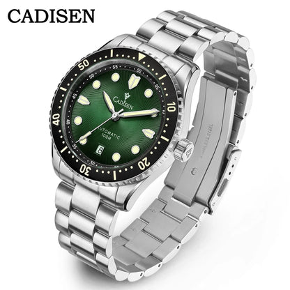 CADISEN Mechanical Automatic Watch Luxury Sapphire Japan MIYOTA 8215 Blue Wristwatch Ceramic Ring Waterproof Gift Men Watch