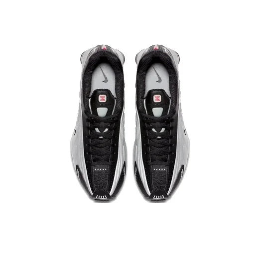 Nike Shox R4 Chaussures de course décontractées basses pour la ville et les trajets quotidiens, unisexe, argent et rouge BV1111-008
