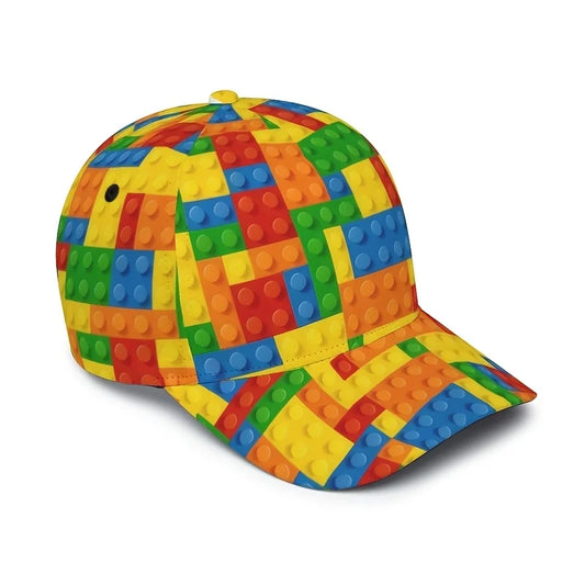 Colorful Building Block Print Kids Baseball Cap Unisex Sun Hat UV Protection Casual Outdoor Toy Lover Fashion Dad Hat