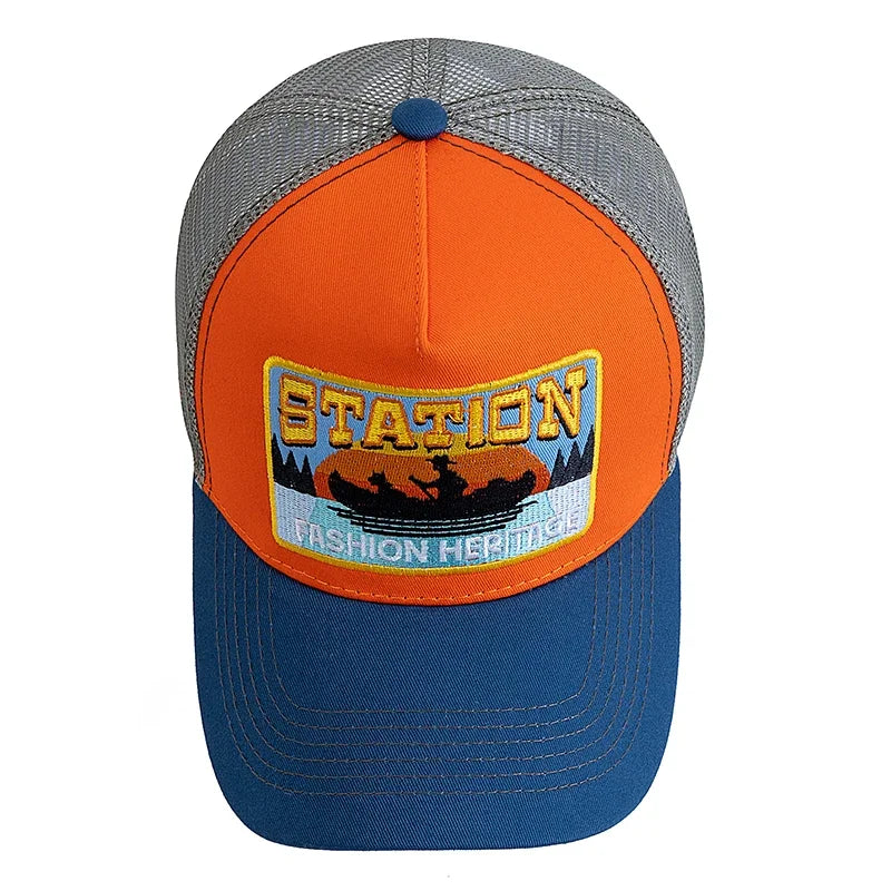 New Style Summer Fishing Cap Breathable Mesh Trucker Hat Men Women Fisherman Embroidered Design Snapback Hat Outdoor Fishing