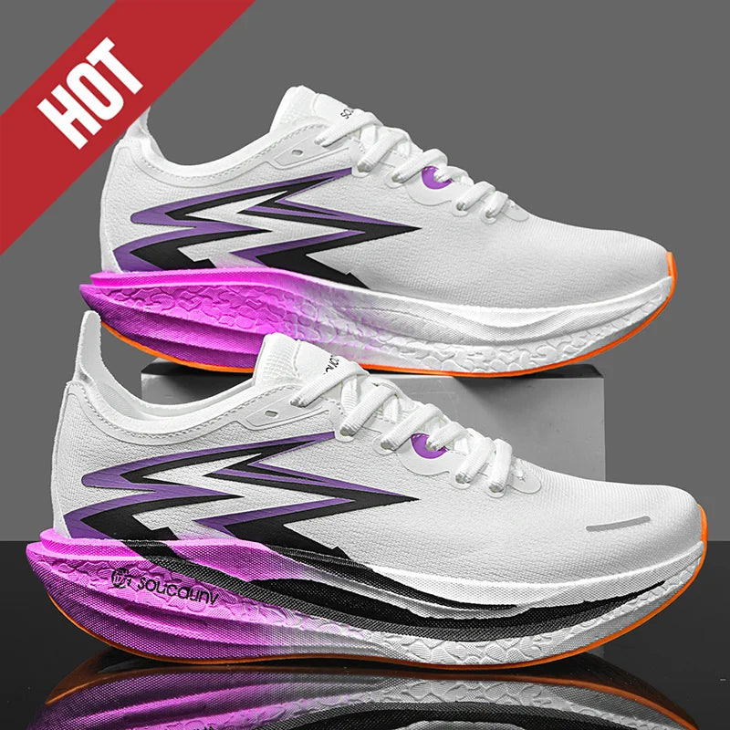 Zapatillas de running nuevas con placa de carbono para maratón, deportivas para hombre, transpirables y ligeras, zapatillas deportivas cómodas antideslizantes para mujer, estilo casual