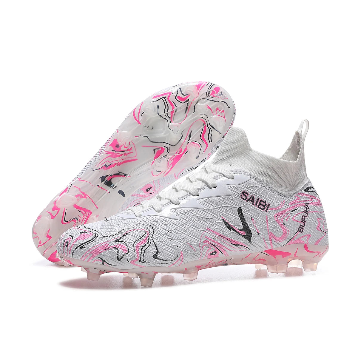 Chaussures de football montantes 2026 avec crampons FG longs et crampons TF, adaptées aux hommes et aux femmes, respirantes et antidérapantes