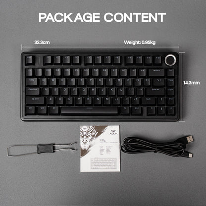 EPOMAKER x AULA F75 kabelgebundene mechanische Hot-Swap-Tastatur 75% ANSI US-Layout mit Gasket-Mount und Drehregler für Mac/WIN/Android