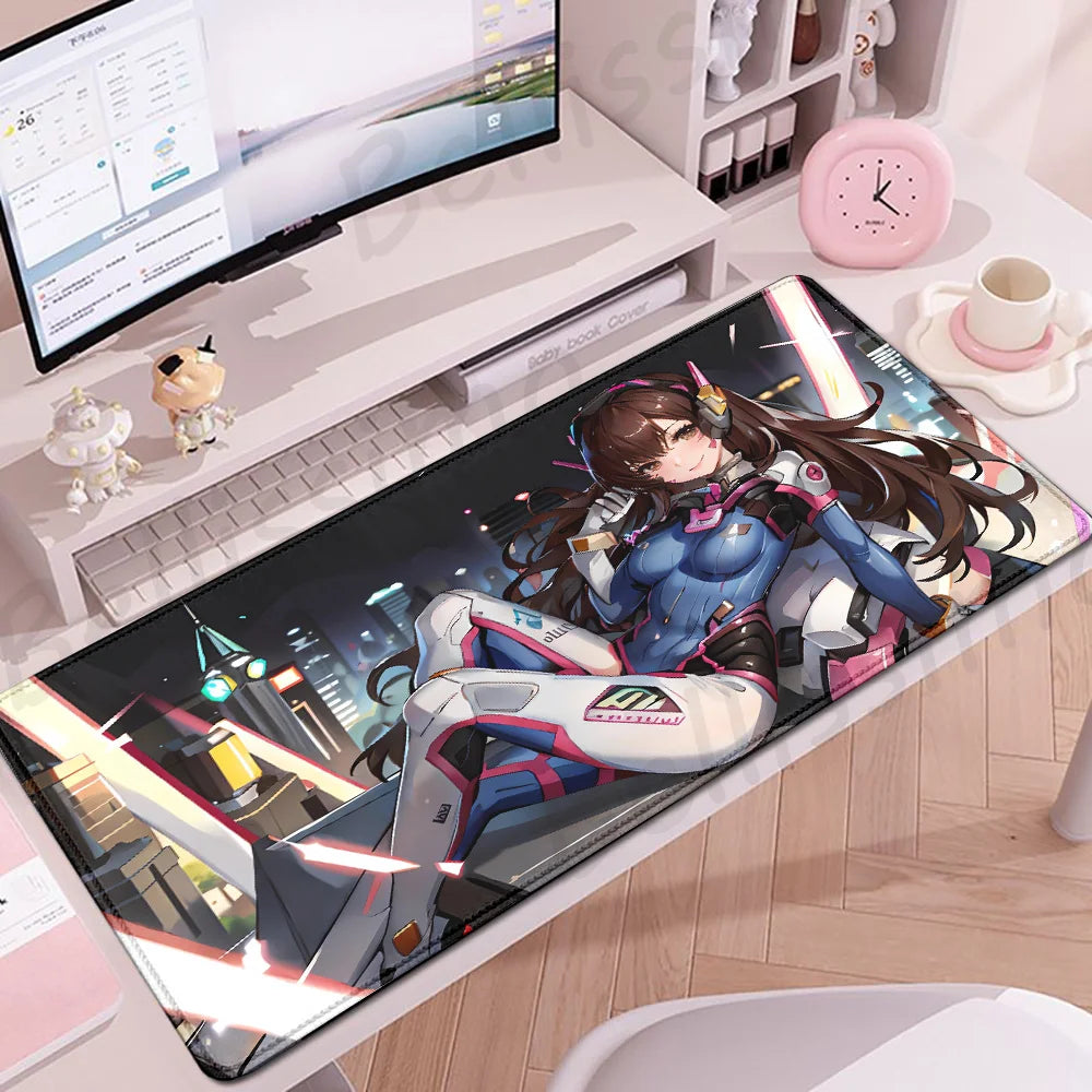 Acessórios Gaming O-Overwatch D-D.va Tapete de Rato Grande para Teclado e Rato, Deskmat XXL Estendido para PC, Tapete Gamer
