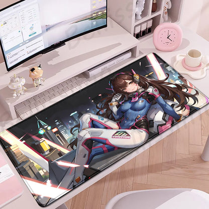 Acessórios Gaming O-Overwatch D-D.va Tapete de Rato Grande para Teclado e Rato, Deskmat XXL Estendido para PC, Tapete Gamer