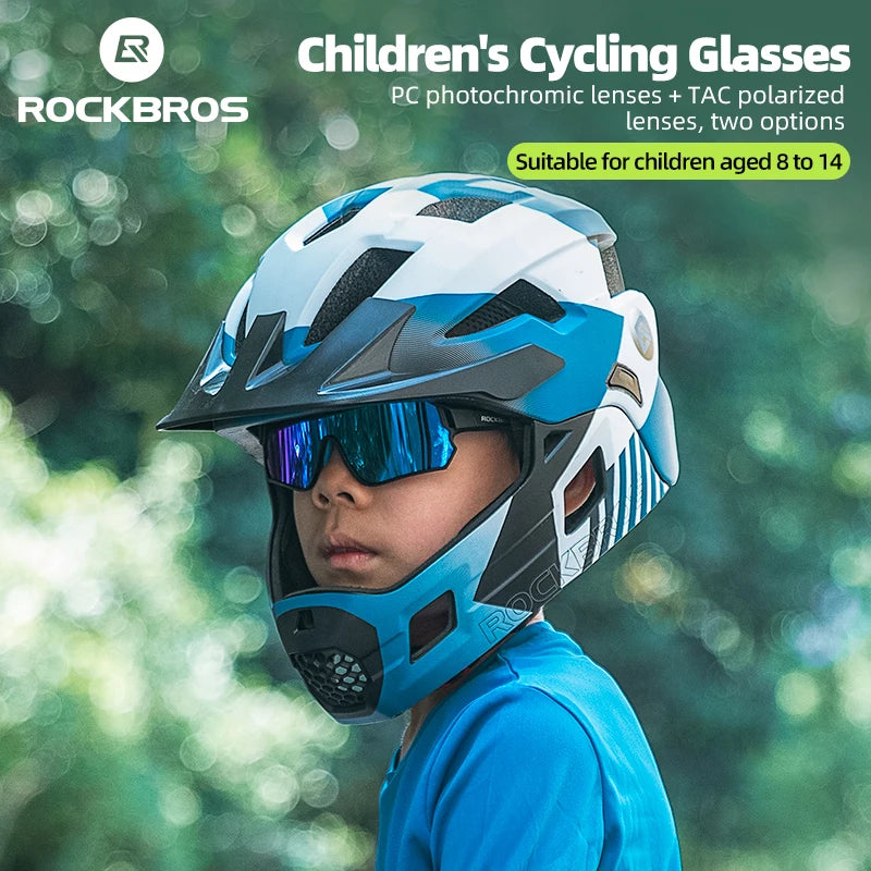 ROCKBROS Kids Polarized Photochromic Cycling Glasses UV400 Protection Outdoor Sports Sunglasses Child MTB Bicycle Eyewear