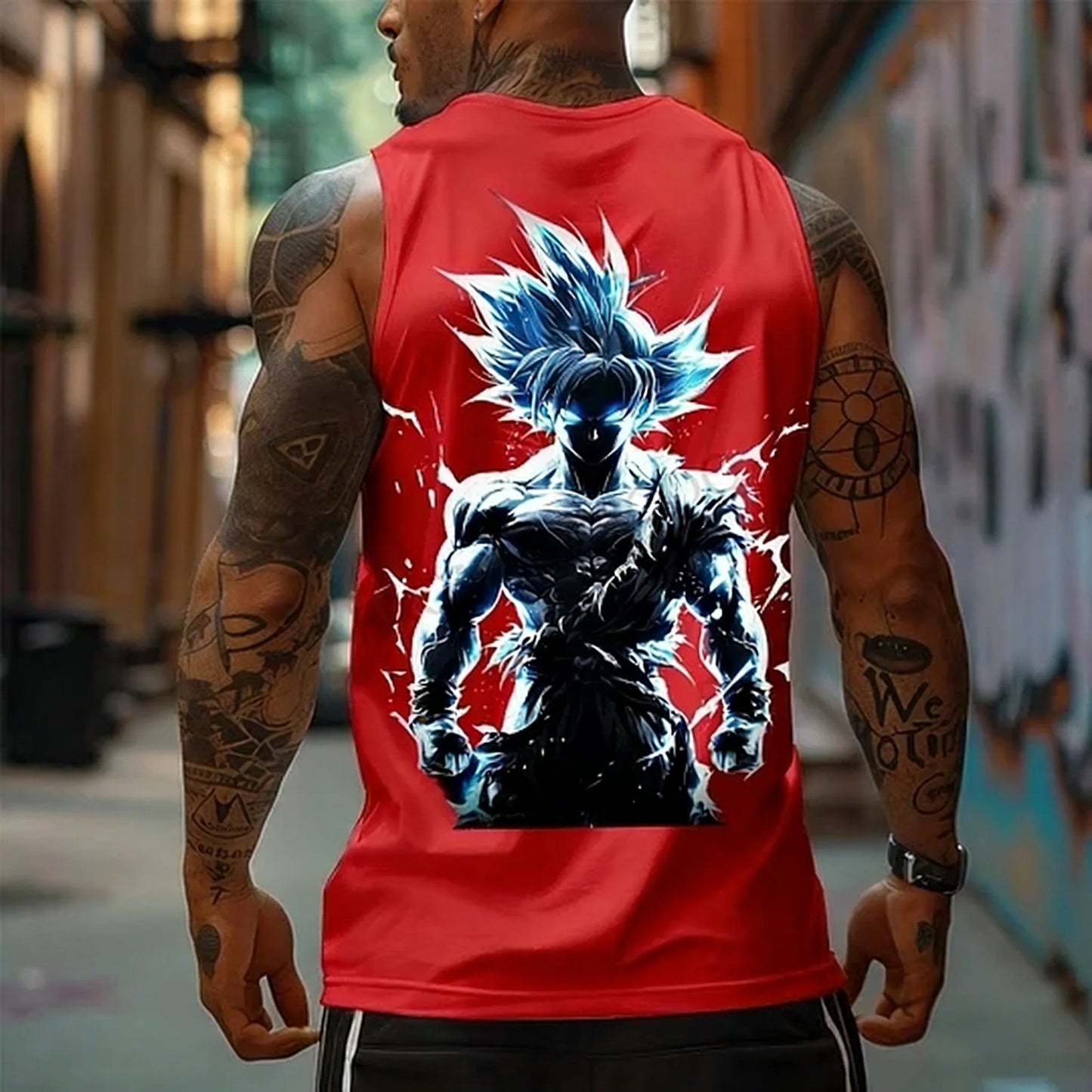 Dragon Ball Super Saiyan Sports Vest Men's and Women's Same Summer Fitness Running Street Breathable Sleeveless Top Anime Vest