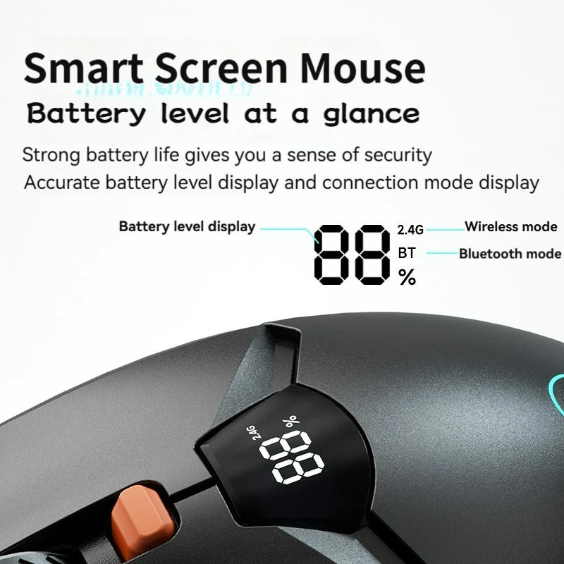 Kabellose Bluetooth-Maus, intelligentes Bildschirm-Display, Dual-Mode-Stummschalttaste, 600mAh Lithium-Akku, Office-Maus für Tablet und Notebook