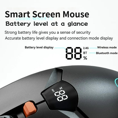 Kabellose Bluetooth-Maus, intelligentes Bildschirm-Display, Dual-Mode-Stummschalttaste, 600mAh Lithium-Akku, Office-Maus für Tablet und Notebook
