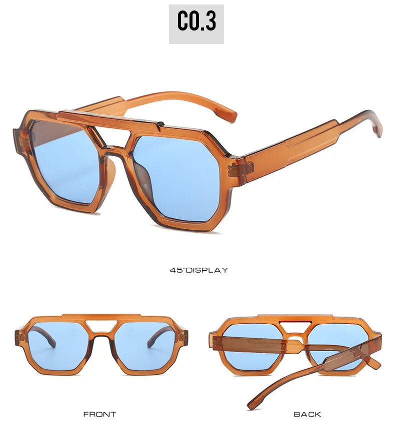 Fashion Pilot Oversized Sunglasses For Women New Double Bridges Sun Glasses Female Retro Square Leopard Purple Eyewear Trendy
