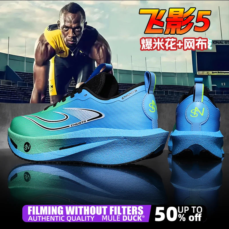 Carbon Plate Sports Running Shoes Marathon Men Breathable Lightweight Women's Comfortable Athletic Non-Slip Chunta Sneakers