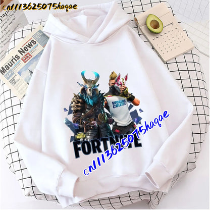 FORTNITED Kinder-Langarm-Hoodie für Mädchen und Jungen, Streetwear, Pullover-Sweatshirt für Babys, Anime-Mode, Kinderoberteil, Geschenk